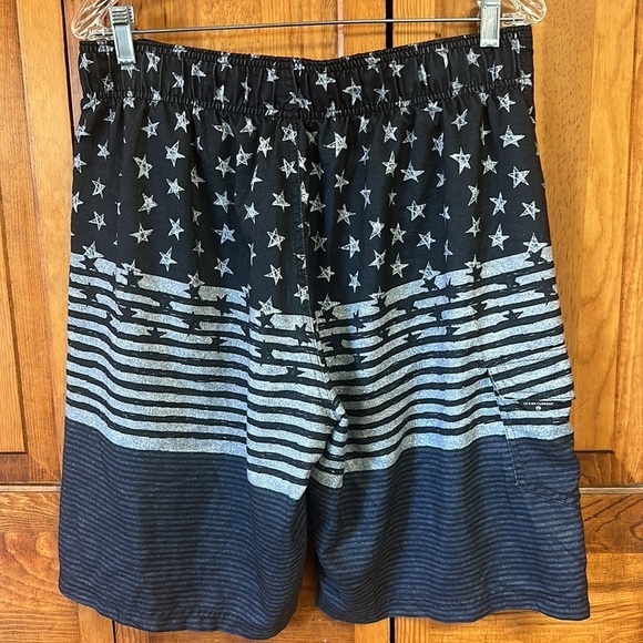Ocean Current Black & Grey Stars and Stripes Swim Trunks/Board Shorts Size L - Picture 2 of 9
